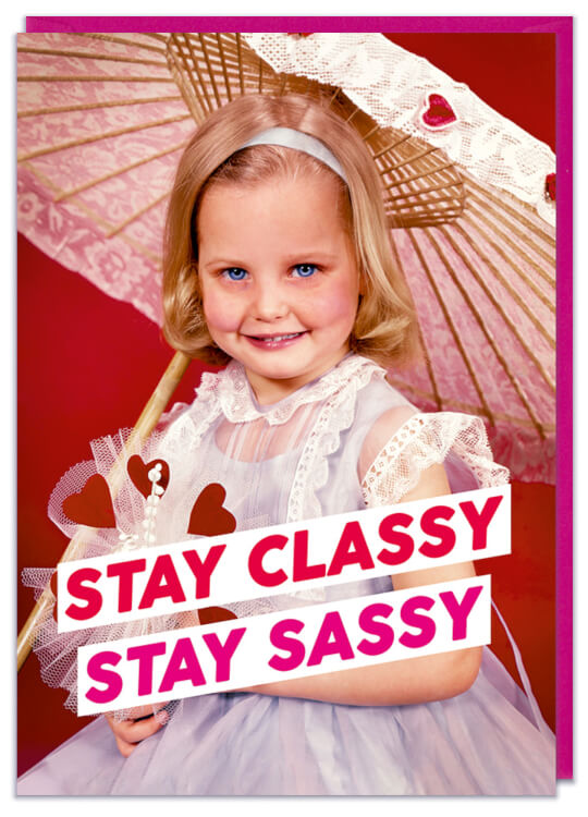 A greeting card with a photo of young girl dressed up like a southern belle