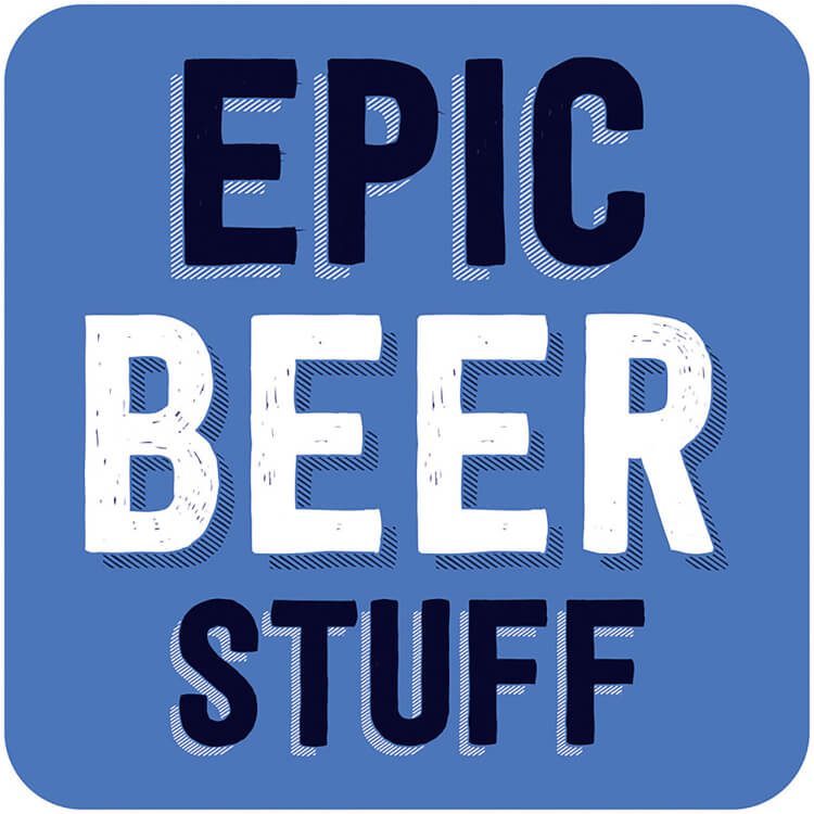 A coaster with the text that reads Epic Beer Stuff