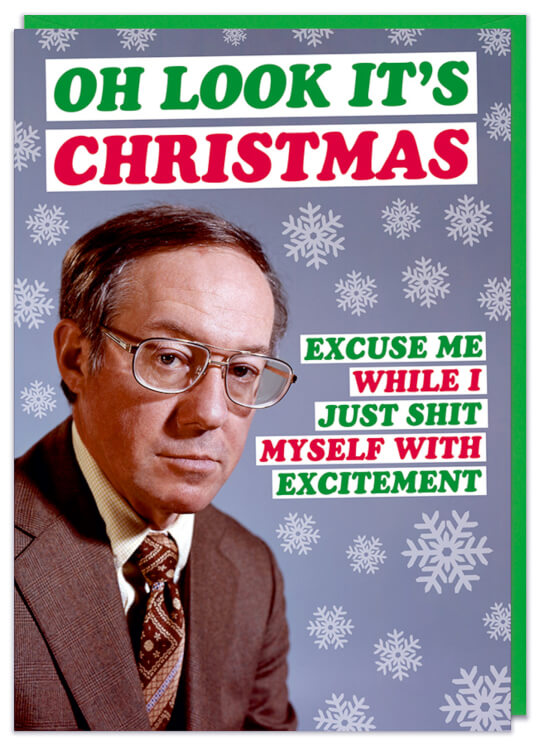A rude Christmas Card with a miserable looking man