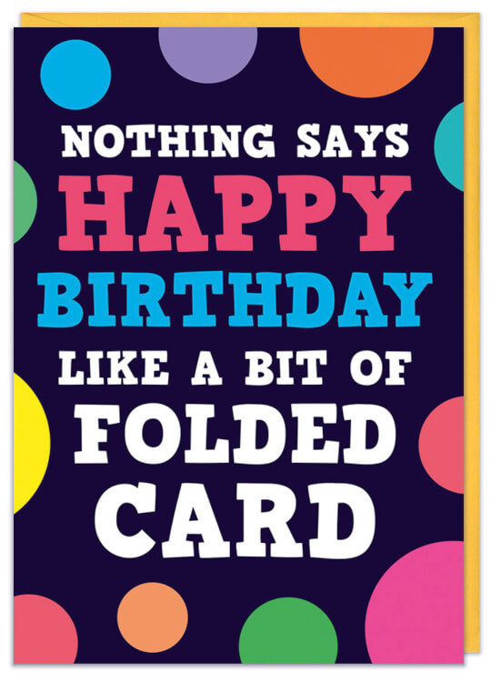 A white birthday card edged by multicoloured circles