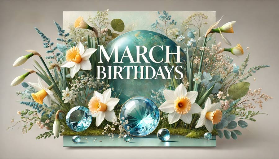 March Birthday flowers, symbols and ideas.