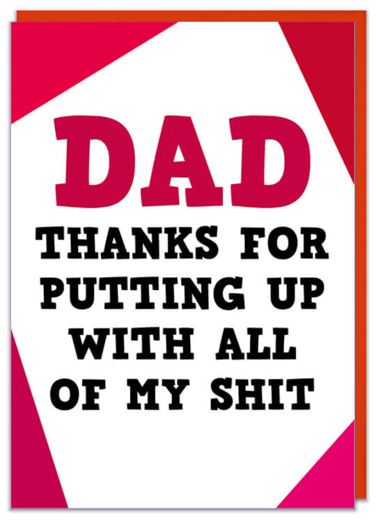 A funny Fathers Day card thanking Dad