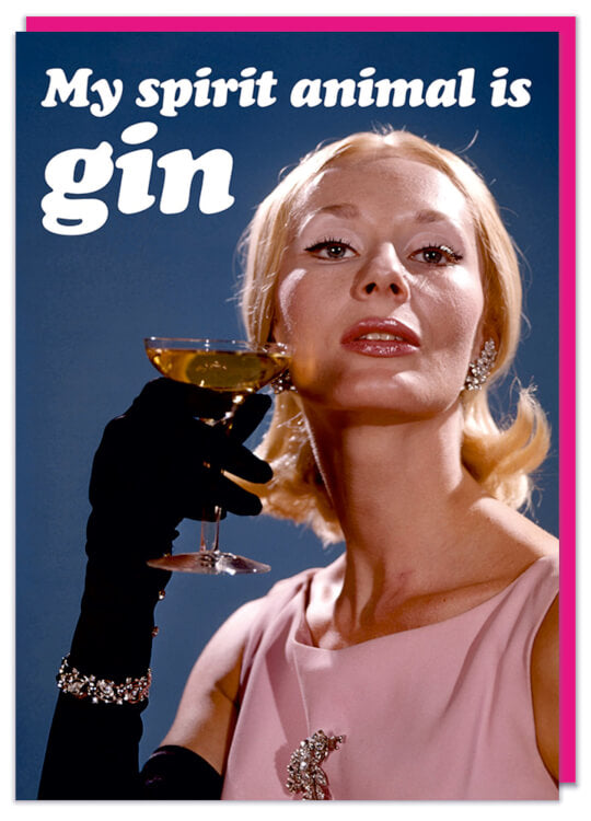 A funny greeting card with picture of stylish woman