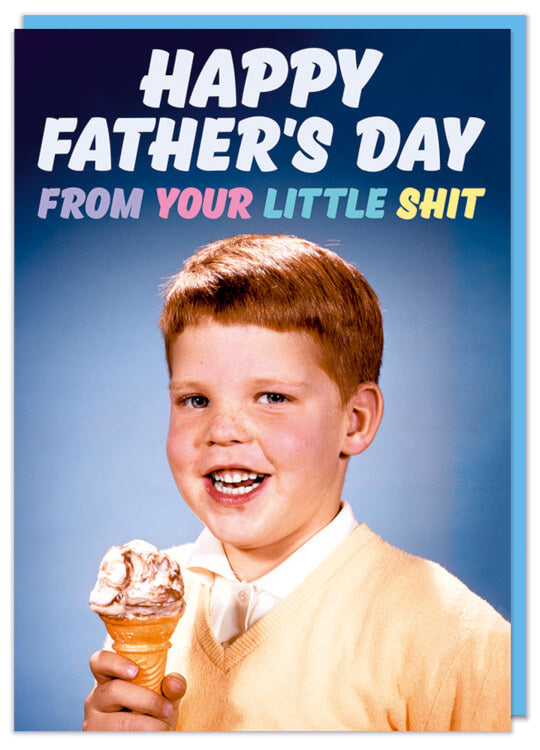 A funny Fathers Day cards with a retro photo of a charming young lad
