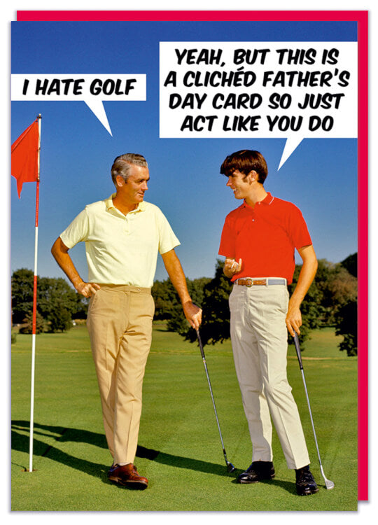 A funny Fathers Day card about playing golf