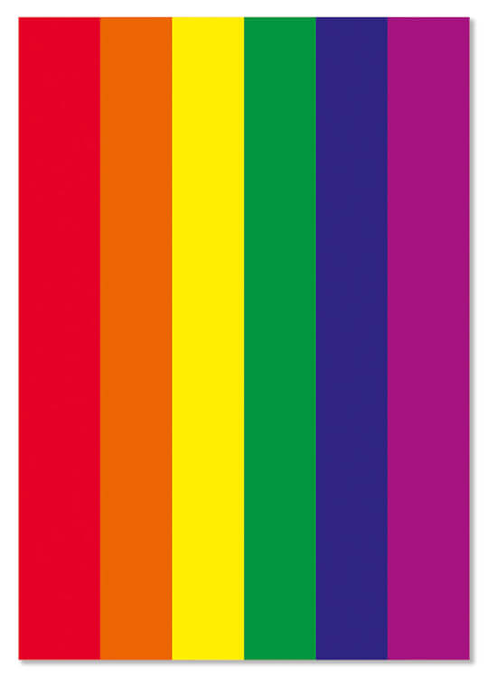 An LGBTQ+ postcard of the pride flag