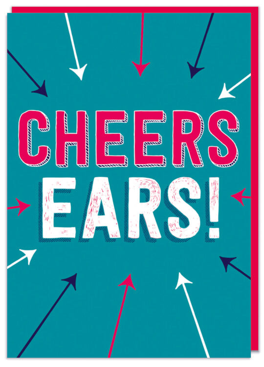 A light blue thank you card with the words Cheers ears!