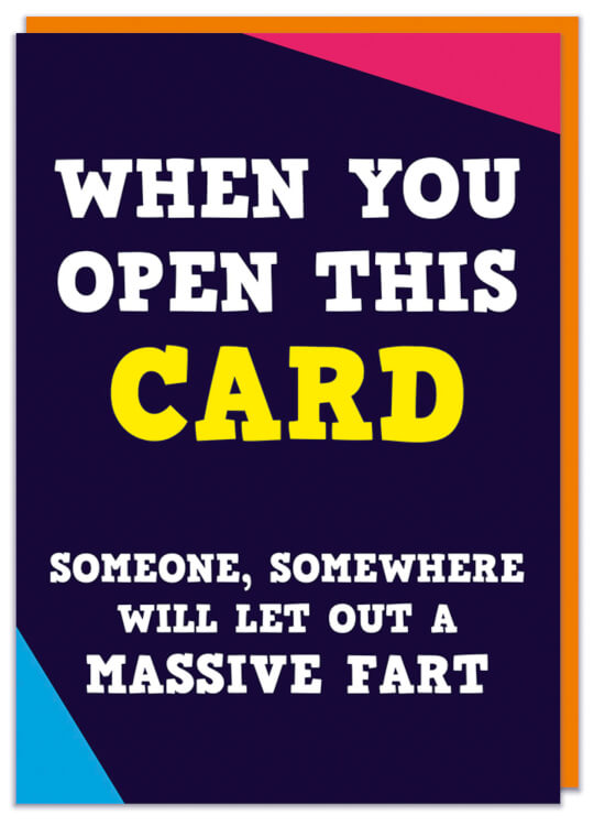 A funny text based birthday card about farts