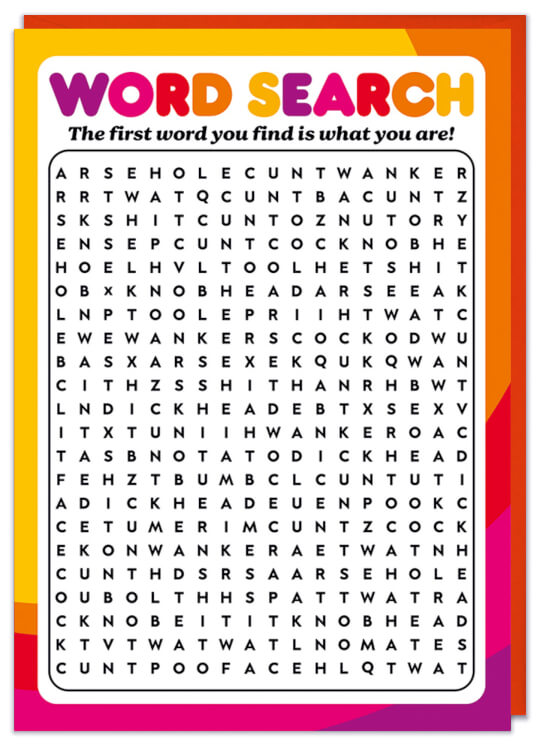 Word Search Card